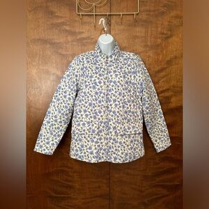 BAGATELLE Full Zip Quilted Cotton Jacket Womens M Ivory & Blue Floral Lined NWT